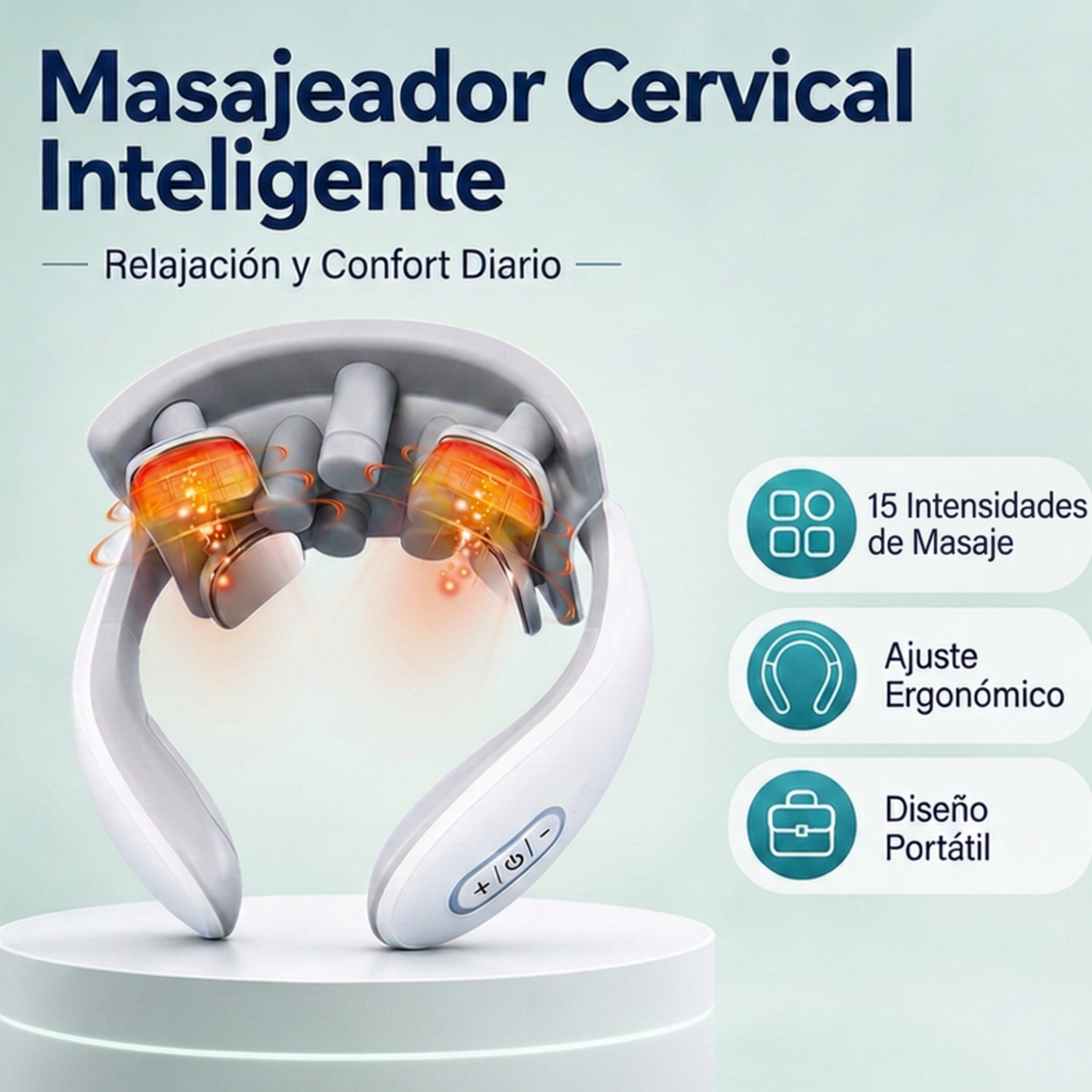 SHAKLO Relief — Masajeador Cervical 3 en 1 | EMS + Calor + Acupresión para Cuello y Hombros