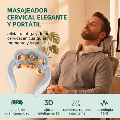 SHAKLO Relief — Masajeador Cervical 3 en 1 | EMS + Calor + Acupresión para Cuello y Hombros