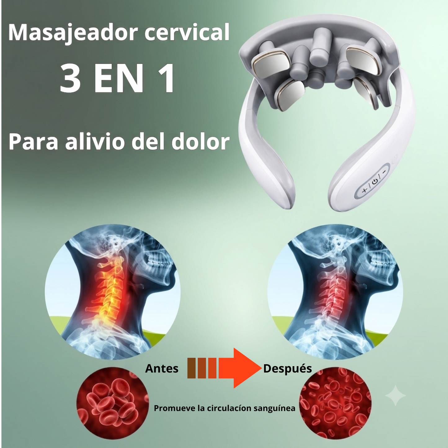 SHAKLO Relief — Masajeador Cervical 3 en 1 | EMS + Calor + Acupresión para Cuello y Hombros